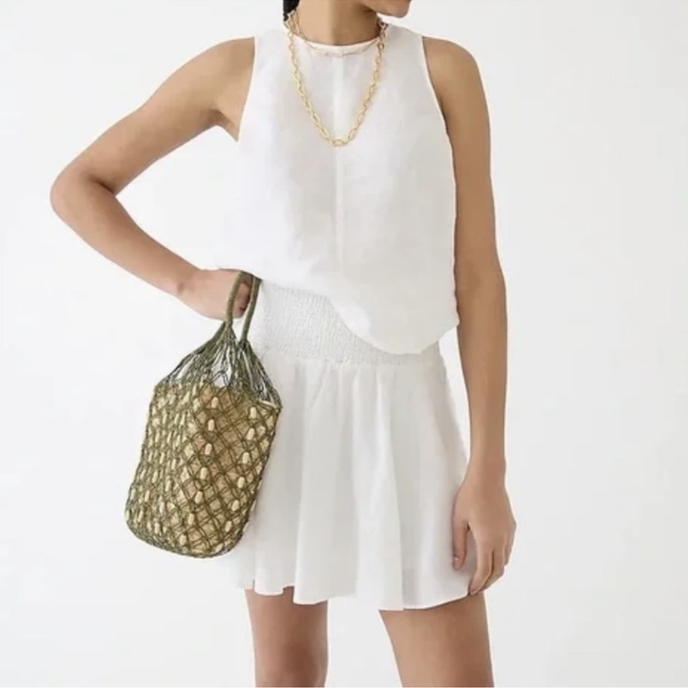 J. Crew Smocked Waist Linen Mini Skirt - Picture 3 of 6